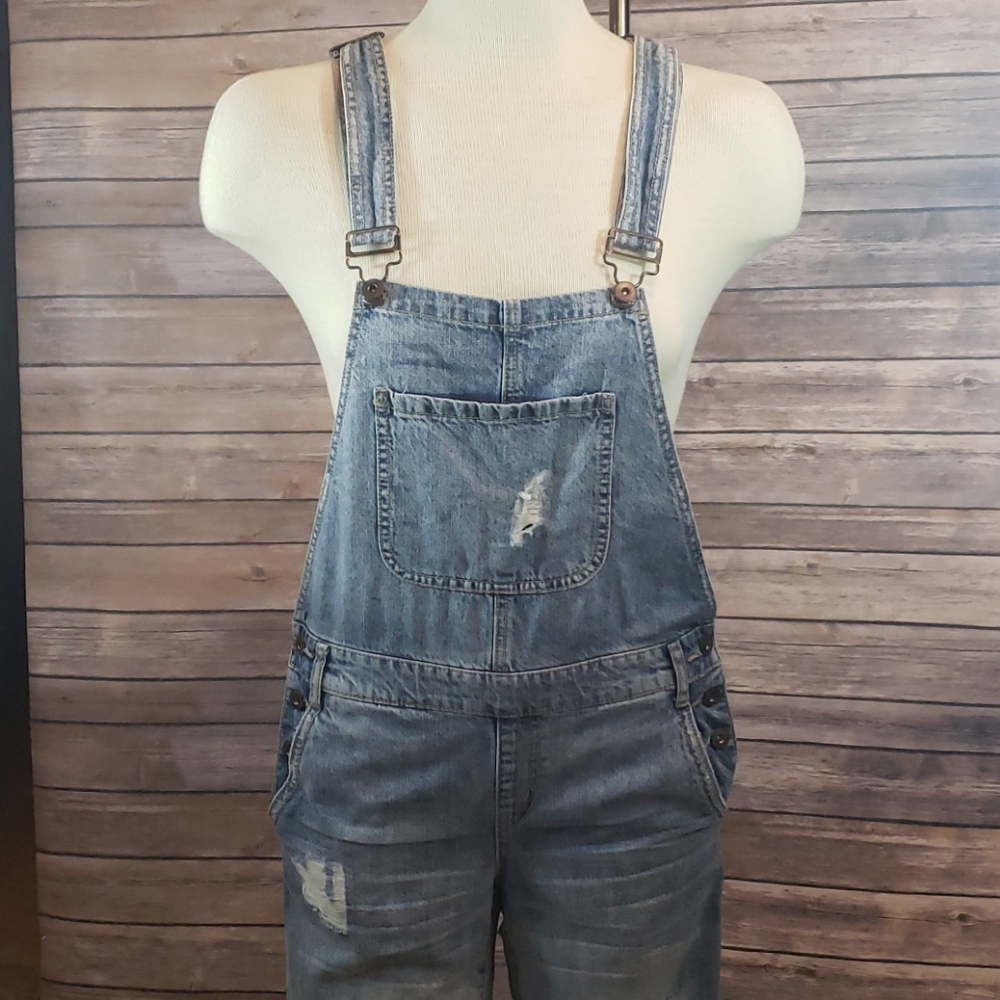 FOREVER 21 Patchwork Skinny  Overalls size 26